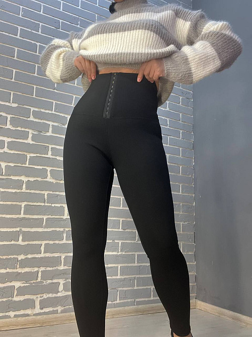 Лосини жіночі Kenalin 9240 мікродайвінг корсет гачки утеплені на хутрі чорні, чорний, 3XL Київ - фото 11