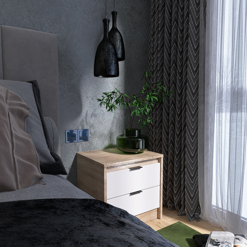 Тумба приліжкова Еверест Сіті-450 45,2х38х44,2 см Дуб сонома/Білий (DTM-071090) Львів - фото 3