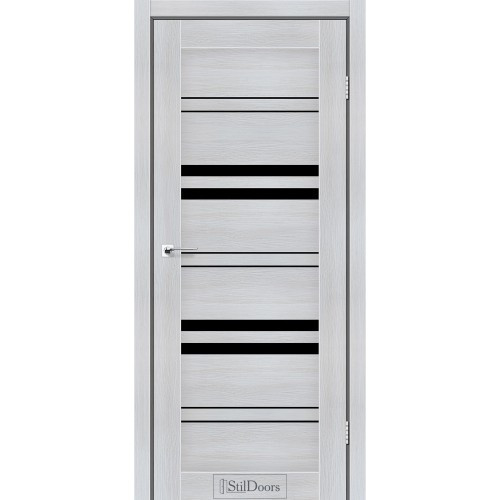 Межкомнатные двери StilDoors Словения Кремовое дерево +Черное стекло 900 Киев - изображение 1