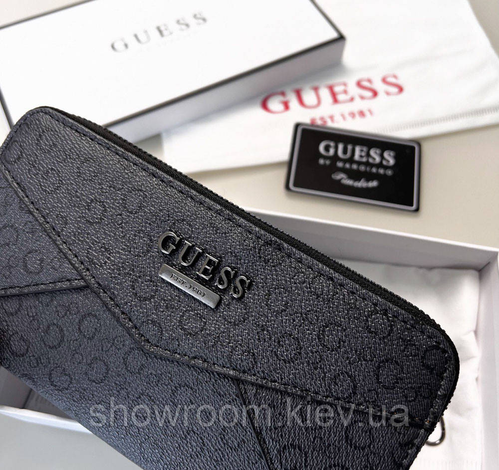 Женский кошелек на молнии Guess (7595) серый Киев - изображение 1