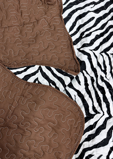 Покривало двостороннє з хутром 200x220 (+-10 см) і 2 наволочки колір чорно-білий з коричневим (85-165) Київ - фото 8