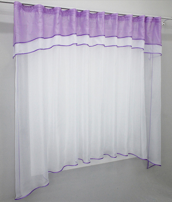 Кухонная гардина VR-Textil № 036к арка белый с сиреневым 270х170 см (52-0061) Киев - изображение 2