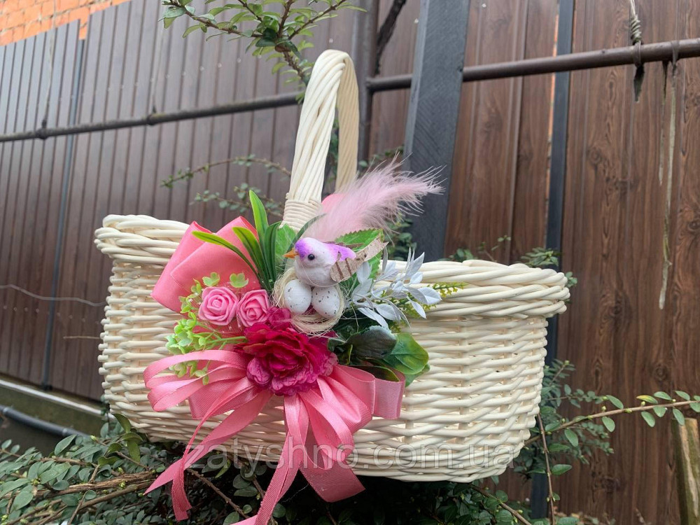 Корзина пасхальная, белая с украшением Киев - изображение 1