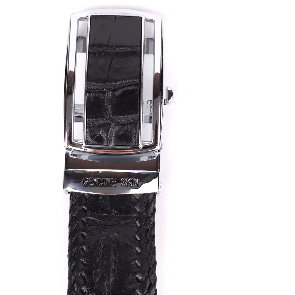 Ремень-автомат CROCODILE LEATHER 18010 из натуральной кожи крокодила Черный Киев - изображение 6