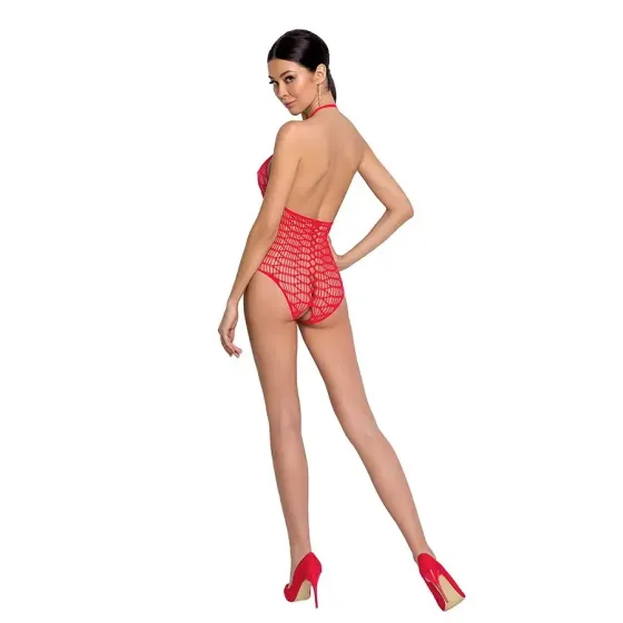 Бодістокінг у велику сітку Passion BS087 red, відкрита спина, халтер, з доступом Львів