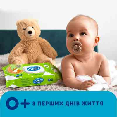 Дитячі вологі серветки Smile baby з алоє, з клапаном, 84 шт (4823071646863) Вінниця