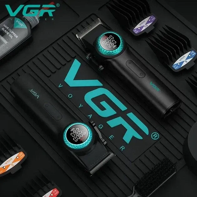 Професійна акумуляторна машинка для стрижки VGR V-001 з 10 насадками та ємністю 4600mAh чорна Одеса - фото 14