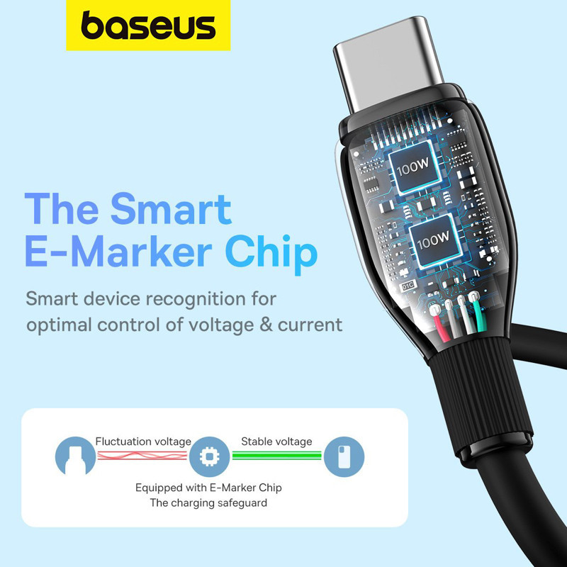 Кабель Baseus Pudding Series Fast Charging Cable Type-C to Type-C 100W 1.2m Cluster Black Одеса - фото 8