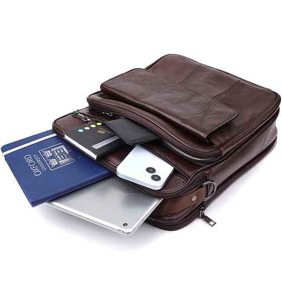 Чоловіча сумка з ручкою для перенесення в руці з натуральної шкіри Vintage 23024 Коричневий Київ