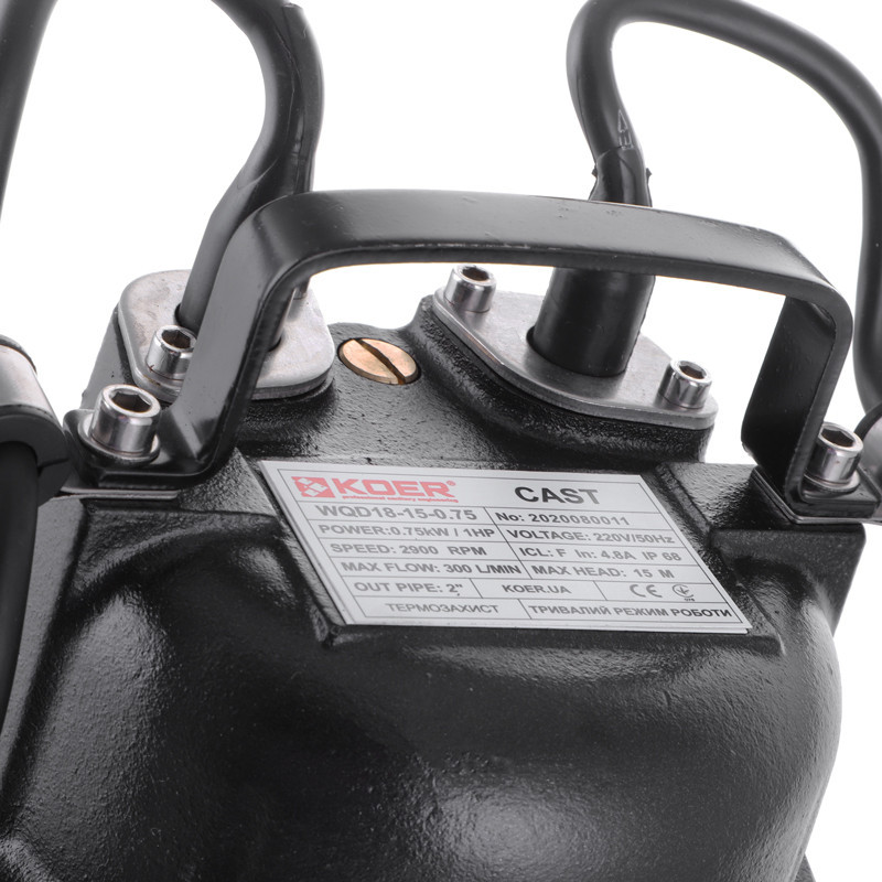 Насос дрен.-фекальні., Koer WQD 18 -15 -0,75 CAST корпус чавун (KP2663) Київ - фото 4