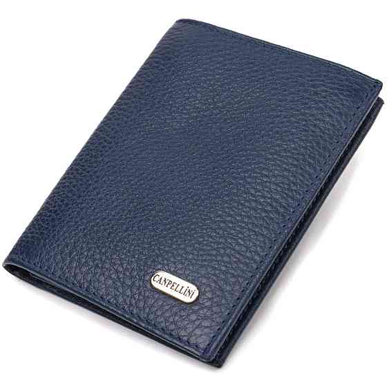 Чоловічий компактний гаманець із натуральної шкіри флотар CANPELLINI 21872 Синій Київ
