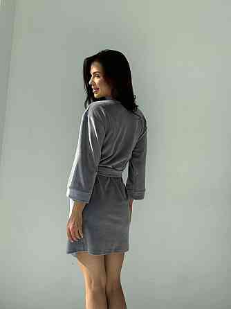 Халат жіночий плюш велюр під пояс Сірий L Харків