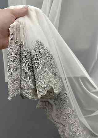 Тюль VR-Textil 1697т Грек-сетка с вышивкой Молочный с серым 300х250 см (42-0809) Киев