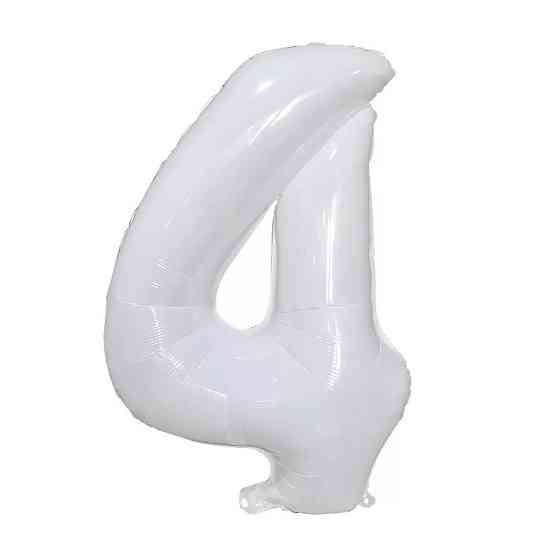 Шарик цифра 4 праздничная 32 дюйма белый Киев