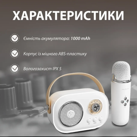 Колонка портативна з мікрофоном C-20 BT/TF/USB/FM 5 Вт Білий C20W Київ
