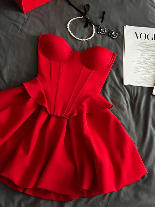 Женское романтическое платье с корсетом костюмка люкс. Красный, 44/46 Одесса - изображение 5