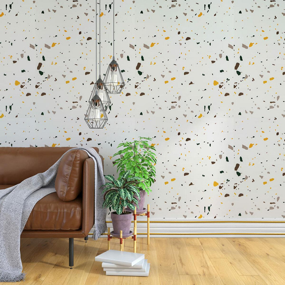 Плинтус РР самоклеющийся 2300х140х4мм Белый с золотой полоской (D) SW-00001812 Киев - изображение 6