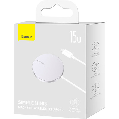 Зарядний пристрій Baseus Simple Mini3 Magnetic Wireless Charger 15W Silver (CCJJ040012) Вінниця - фото 10