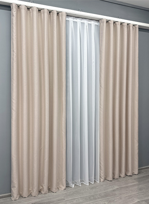 Комплект готовых штор VR-Textil Блэкаут двусторонний Eclipsе № 1794ш Кремовый 150х270 см 2 шт (33-0771) Киев - изображение 12