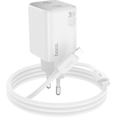 Зарядний пристрій HOCO N42 Elogiado 2xUSB-C PD45W + cable USB-C to Lightning White (6942007617116) Вінниця - фото 1