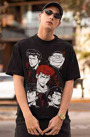 Футболка для мальчика аниме Слам Дунк Слам Дунк оверсайз (рост от 165 до 180 ) Черний AnimeJ1107m Днепр