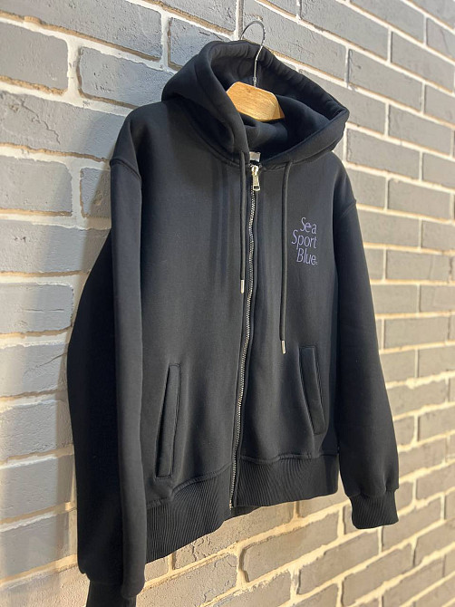 Толстовка жіноча Pepper&mint 24-02 на блискавці з капюшоном утеплена на флісі  чорний, чорний, S Одеса - фото 2