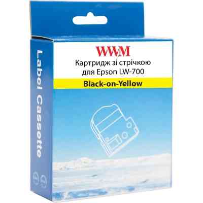 Лента для принтера этикеток WWM для Epson LW-700 24mm х 8m Black-on-Yellow (WWM-SC24Y) Винница