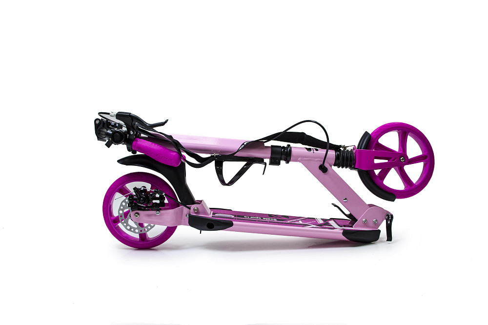 Детский самокат Scale Sports SS-04 + звоночек + ремень + подстаканник. Дисковый тормоз. Розовый Одесса - изображение 9