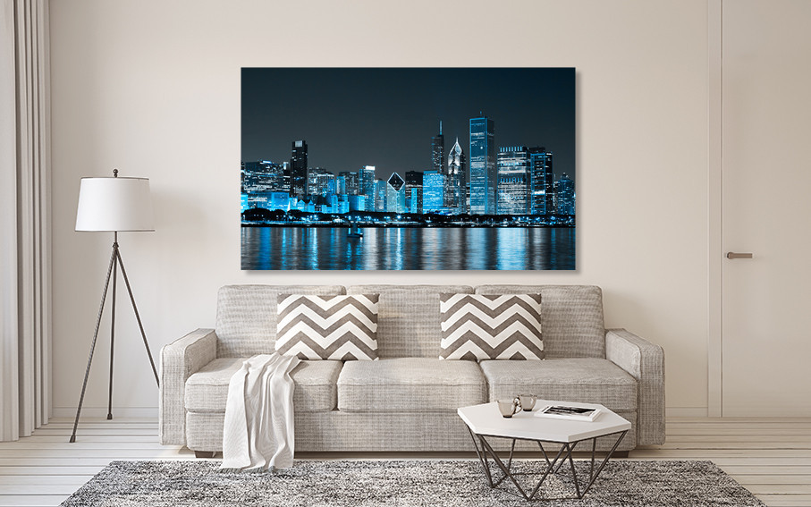 Картина полотно у вітальню / спальню      Нічне місто   MLP_237 ( 60х30см ) Київ - фото 2