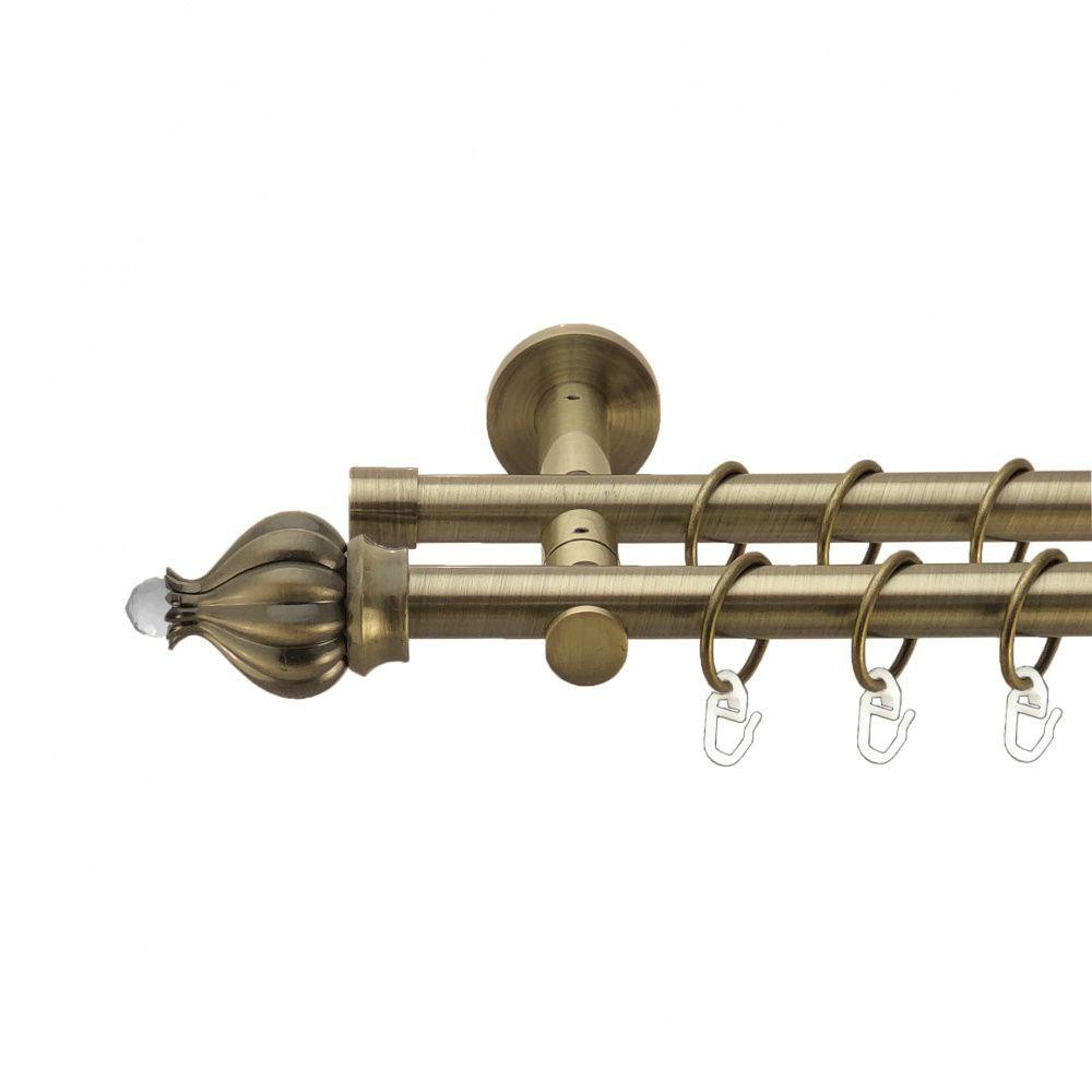 Карниз Orvit Таджа-Кристал металевий дворядний реверсивний гладка труба кільце металеве Антик 19\19 мм 300 см (00-00013411) Львів - фото 1