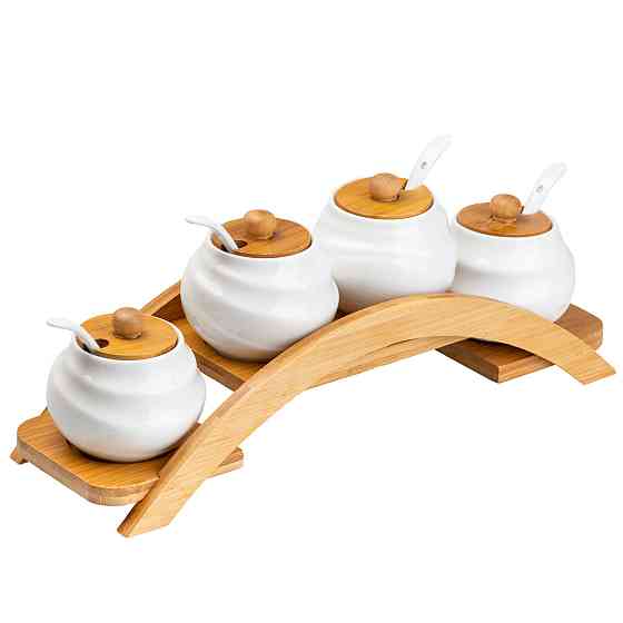 Набір для спецій 4 шт по 200 мл із кришками та ложками HP-1200 Київ