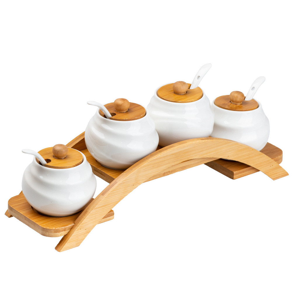 Набор для специй 4 шт по 200 мл с крышками и ложками HP-1200 Киев - изображение 3