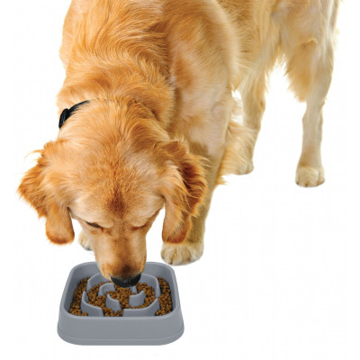 Посуда для собак Dexas Силиконовая квадратная миска Slow Maze Feeder для медленного кормления 1.44 л светло-серая (0084297309930) Винница - изображение 5
