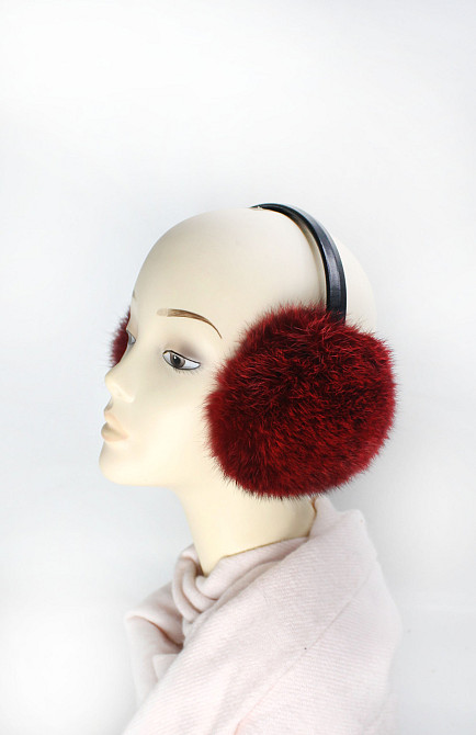 Навушники хутряні з кролика Темно-Червоний Харків - фото 5