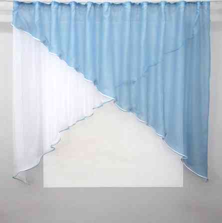 Кухонна фіранка VR-Textil № 053к білий з блакитним 280х170 см (52-0599) Київ