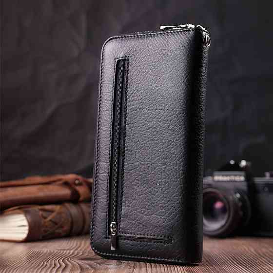 Гаманець-клатч універсальний на одне відділення з натуральної шкіри ST Leather 22562 Чорний Київ