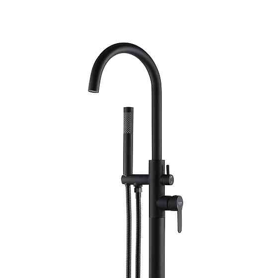 Змішувач для ванни підлоговий Kroner KRP Edelstahl Klassisch - SCH077 з душовим гарнітуром, чорний/матовий Київ