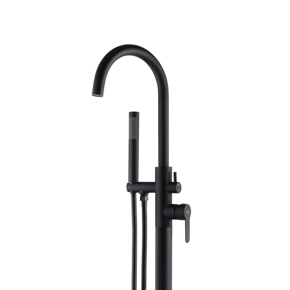 Змішувач для ванни підлоговий Kroner KRP Edelstahl Klassisch - SCH077 з душовим гарнітуром, чорний/матовий Київ - фото 4