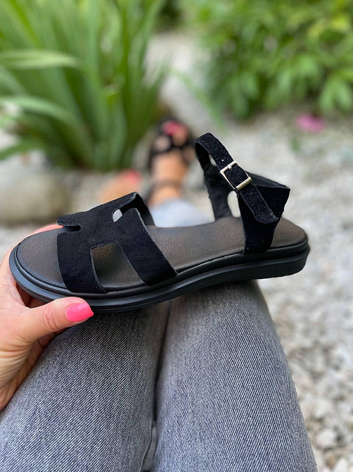 Mermaid Босоніжки жіночі чорні Mermaid 514 літні з натуральної замші / Зручне замшеве взуття на Коломыя - изображение 8