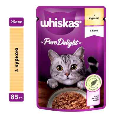 Влажный корм для кошек Whiskas Pure Delight курица в желе 85 г (5900951303333) Винница