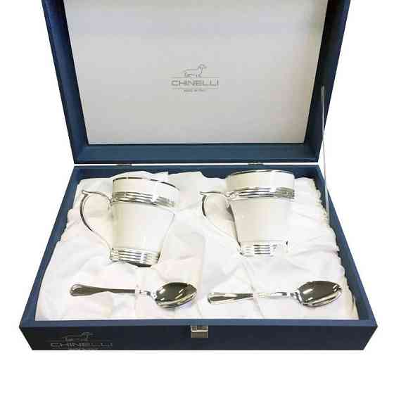 Набор для чая “Elegante” на 2 персоны/ 2 чашки/2 ложки, серебро Ровно