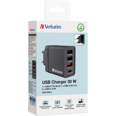 Зарядное устройство Verbatim USB 30W PD3.0 4-ports black (49700) Винница - изображение 7