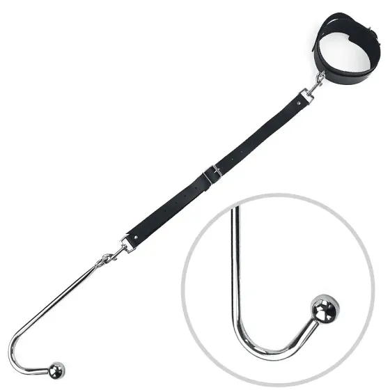 Анальний гак 2 із нашийником з натуральної шкіри Art of Sex - Anal hook, Чорний Львів