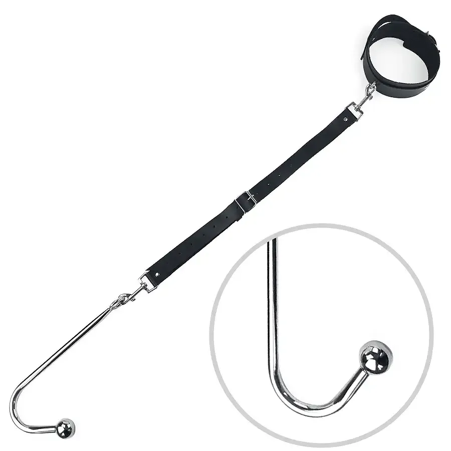 Анальний гак 2 із нашийником з натуральної шкіри Art of Sex - Anal hook, Чорний Львов - изображение 1