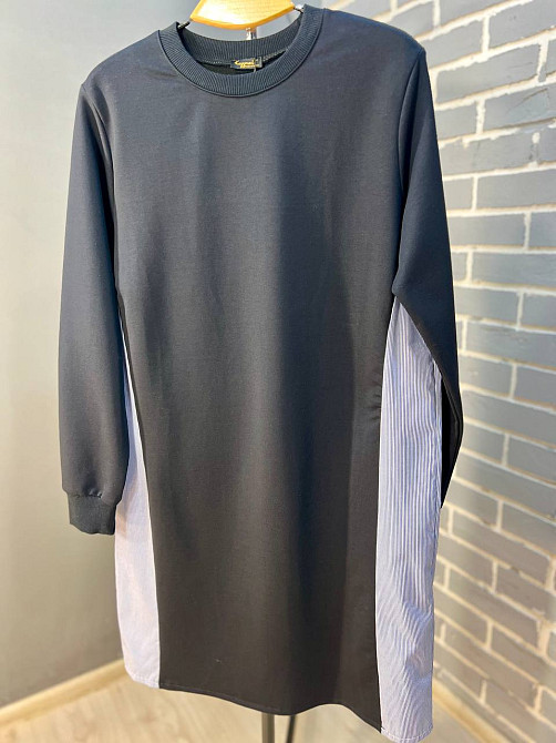 Сукня жіноча KEYYMOD 34091 комбинова сорочка мілка смужка оверсайз середньої довжини темно синя, темно-синій, M Київ - фото 18