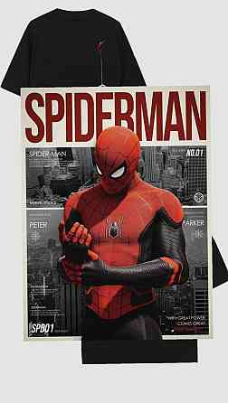 Оверсайз футболка Spider-Man | Чорна футболка з принтом Людина-павук | Marvel Style Чернівці