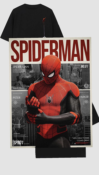 Оверсайз футболка Spider-Man | Чорна футболка з принтом Людина-павук | Marvel Style Чернівці - фото 2