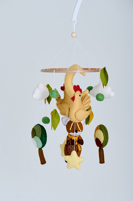Дитячий мобіль на ліжечко для немовлят WooolyWool «Лисичка-господинька» Київ - фото 2