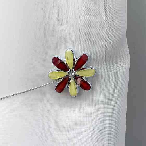 Магніти для штор та гардин "Квітка" набір 2 шт Червоний з жовтим (81-251) Київ