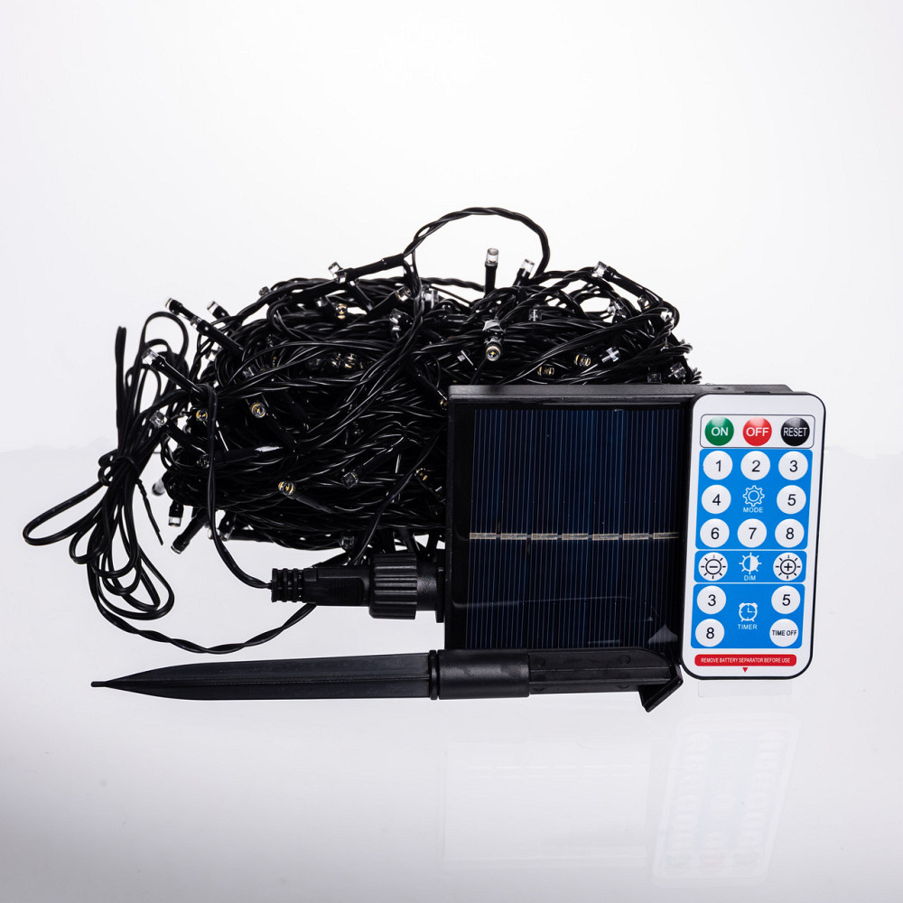 Новорічна гірлянда вулична 30 м 300 LED з сонячною батареєю чорний провід Жовтий SB300L30MBY Коломия - фото 3